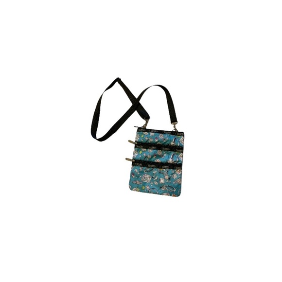 LeSportsac Blue Diamond Print Triple Zip Canvas Crossbody Bag - Picture 1 of 6